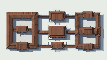 3D Isometric Office Building Floor Plan