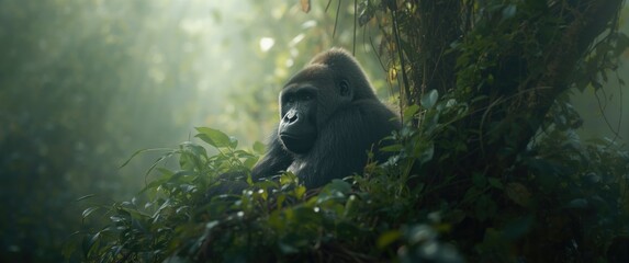 Gorilla Gorilla Beringei Nest in Virunga Park, Rwanda - Mountain Gorilla