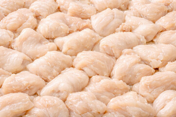 Tightly packed raw beef offal texture background