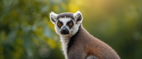 Fototapeta premium Nature and wildlife shot featuring a ring-tailed lemur (catta)