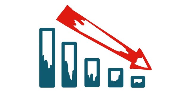 business graph with red arrow