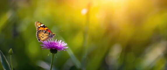 Naklejka premium Painted Lady Butterfly in Toronto's Edward Gardens Park, Ontario