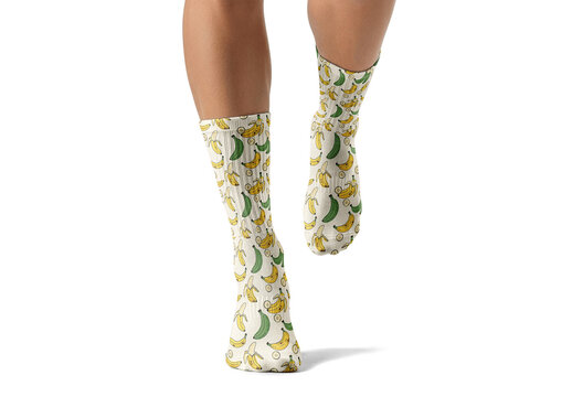 Crew Socks Mockup Walking Pose