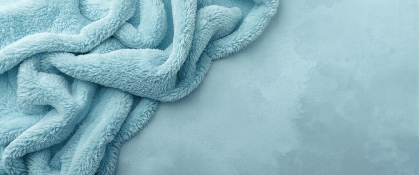 Pale Blue Velvet and Plush (originating from French peluche) - textiles with a short pile or nap, akin to fustian or velvet, showcasing a blue animal fur texture background and close-up of plush