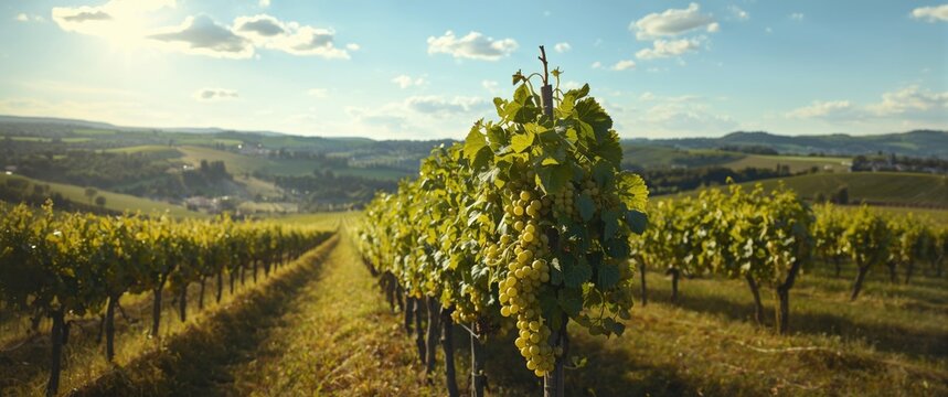 Region's summer vineyards located between villages