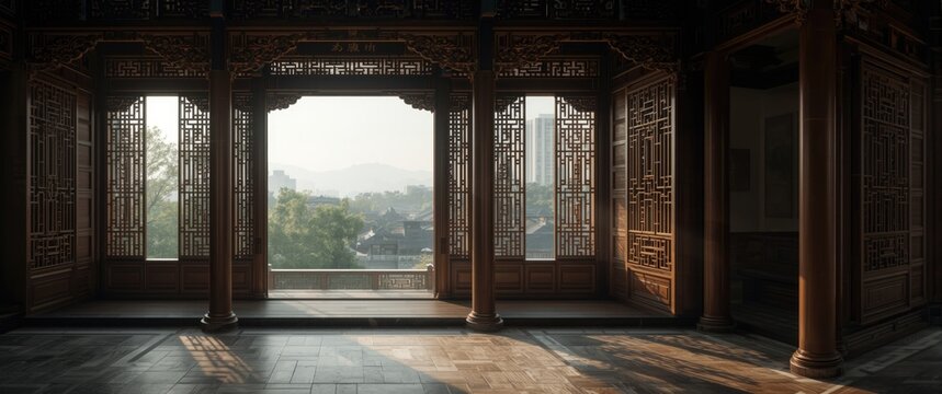 Historical Chinese-Style Windows in Suzhou, Jiangsu Province