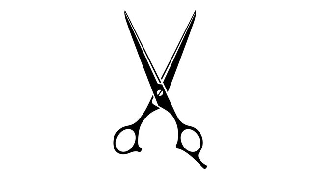 Minimal Black Scissors Icon on White Background