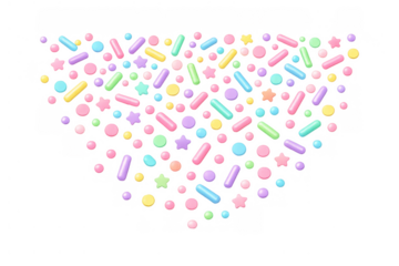 Colorful candy sprinkles border creating a sweet and festive background for celebrations and dessert decoration