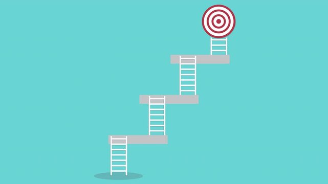 Path to achieve success and goals in business career. Achieving goals or objectives.	