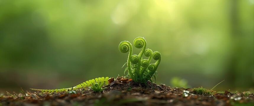 Natural green ostrich fern and shuttlecock fern leaves layered together