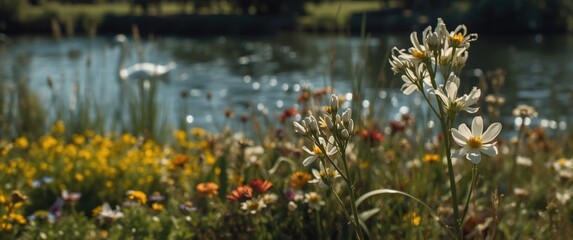 Obraz premium Albany Daisy (Actinodium cunninghamii) found in gardens, parks, and wildflower habitats along Australian rivers, highlighting endangered species