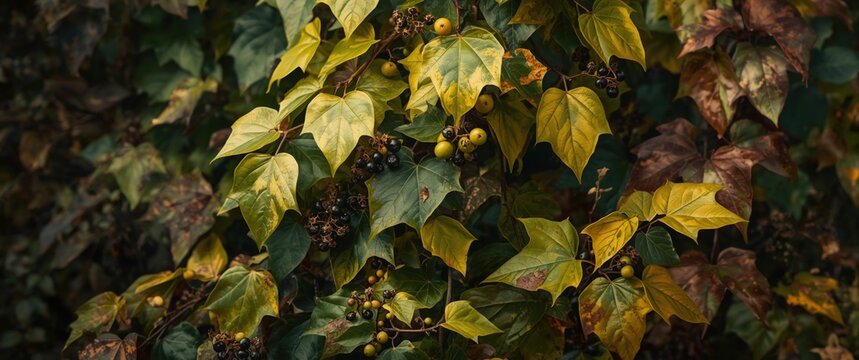 Bright Green Leaves of English Ivy or Common Ivy (Hedera helix)