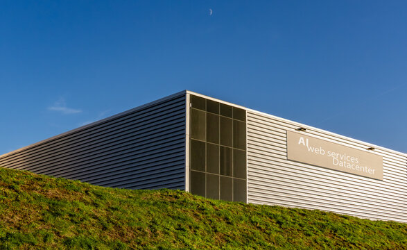 Large scale AI cloud Datacenter building on a sunny day