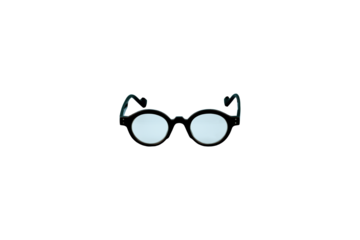 Black round classic fancy glasses isolated on transparent background. Png file