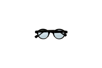 Black round classic fancy glasses isolated on transparent background. Png file