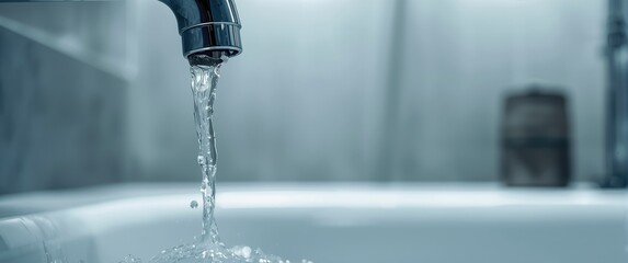 Faucet tap releasing water in slow motion