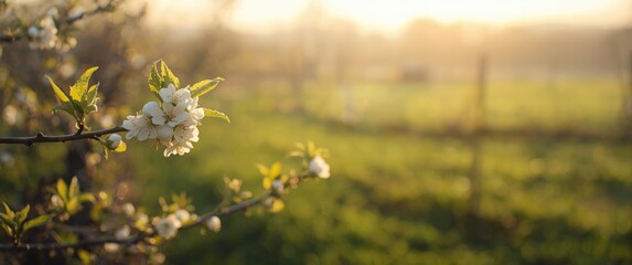 Early flowering of a plum tree in a biodynamic farm