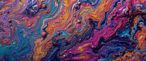 Multicolored psychedelic abstract design featuring textured background