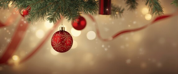 Holiday decorative ornament hanging on Christmas tree