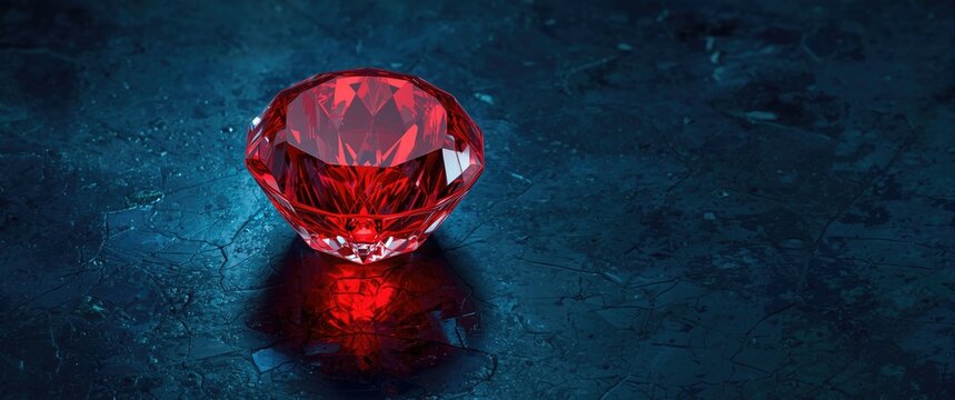 Blue slate with illuminated red cut crystal