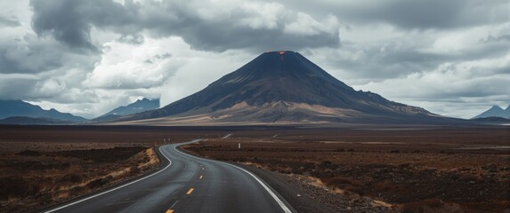 Obraz premium Path leading to Piton de la Fournaise volcano, Reunion island, Indian Ocean, France