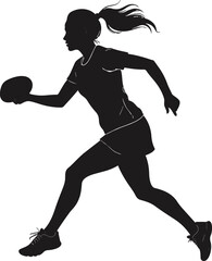 Black and White Pickleball Player Silhouette in Minimalist Style