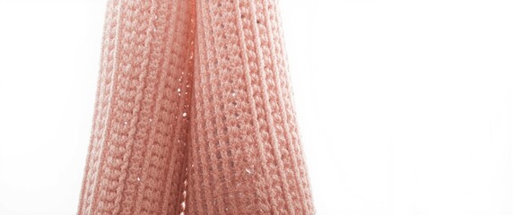 Texture of crocheted fabric with pink threads