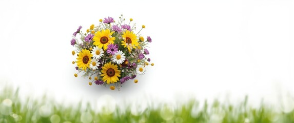 White background featuring wildflowers