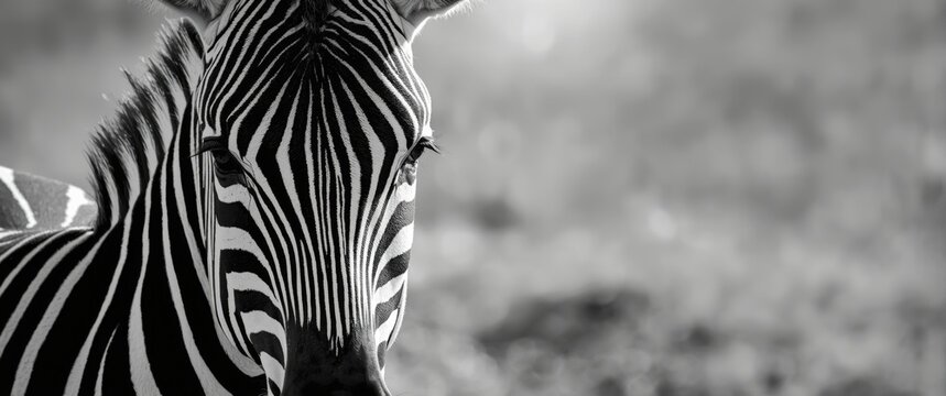 Grevy zebra's eye closed in Mono close-up shot