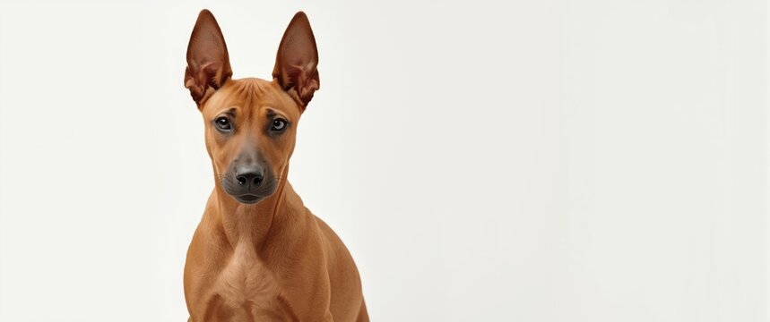 Thai Ridgeback puppy on plain white backdrop