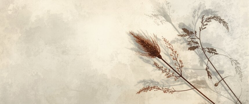 Canvas art print featuring grunge seed head and branch silhouette with copy space