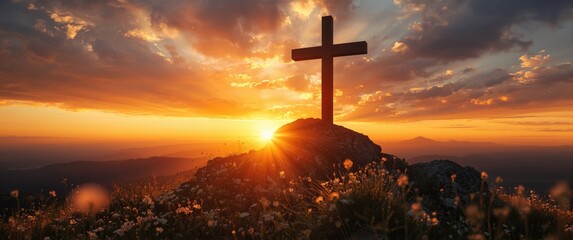 Easter concept featuring Christ Jesus, Crucifixion and Resurrection