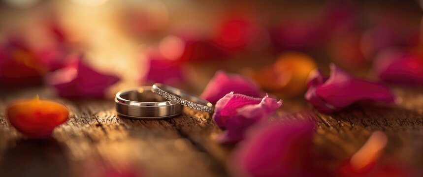 Detailed view of wedding rings