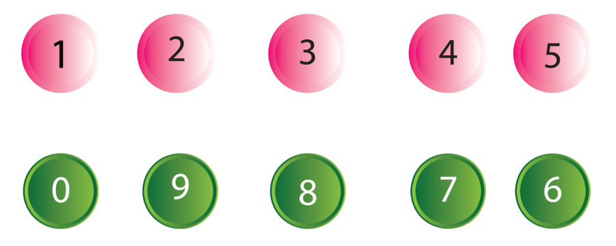 Set of 1 to 9 numbers simple design isolated. Bullet Point, Circle Number font icon . Set of Round 1-10 numbers icon for education and app design. 