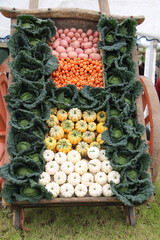 A Wooden Cart Full of a Mixture of Fresh Vegetables.