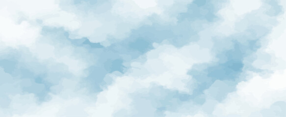 Soft Pastel Blue Sky Vector Background with Watercolor Washes and Painterly Clouds