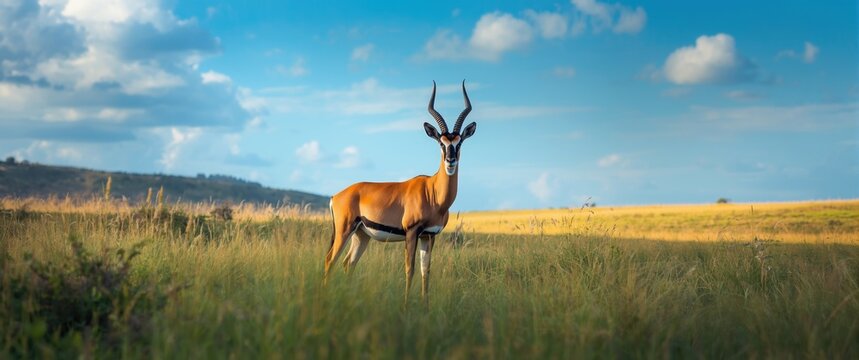 Malolotja Nature Reserve hosts a blesbok antelope (Damaliscus pygargus) in Swaziland