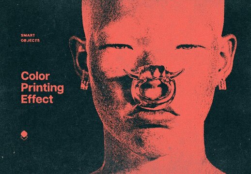 Color Print Paper Effect Mockup