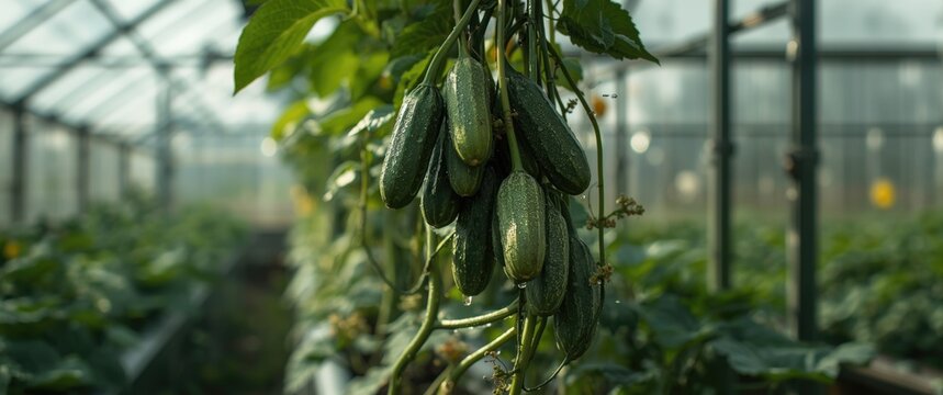 Growing Cucumbers or gherkins in a greenhouse versus field: Cucumber farm or plants