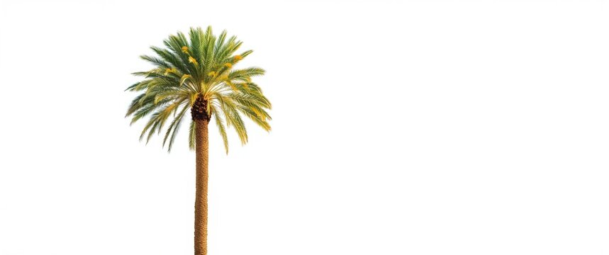 Date palm tree against a white backdrop