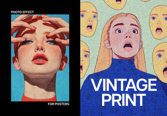 Retro Cardboard Poster Photo Effect Mockup