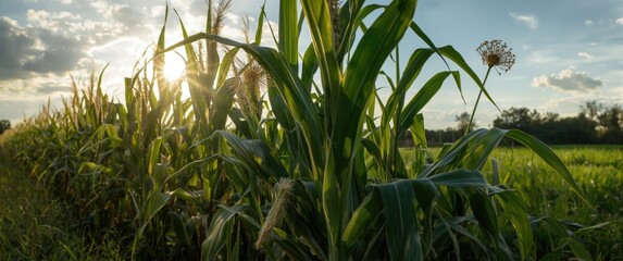 Detailed view of corn in bloom prior to harvest