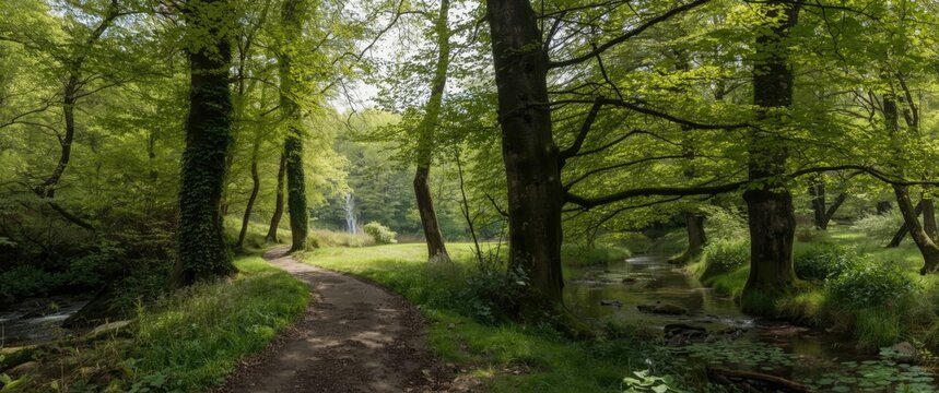 Beautiful outside views at Penllergare Valley Woods in South Wales nature - Wales; UK