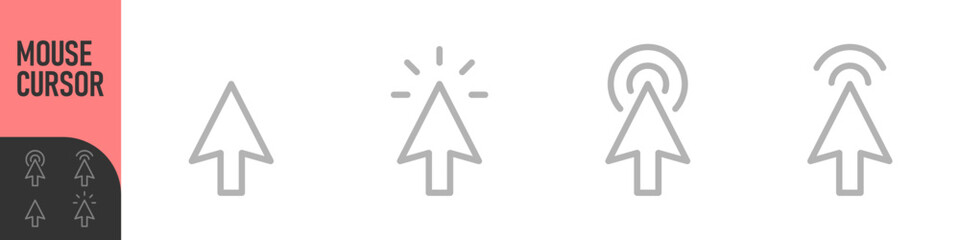 Mouse cursor click icon, flat style, computer clicking arrow - Mouse arrow pointer icon symbol. Color icon set
