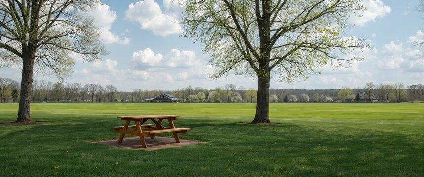 Nash County Rest Area Outdoor Seating, Sky, and Spring Nature Scene