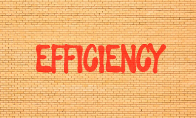 Efficiency symbol. Concept word Efficiency on beautiful big brown brick wall. Beautiful big brown brick wall background. Business efficiency concept. Copy space.