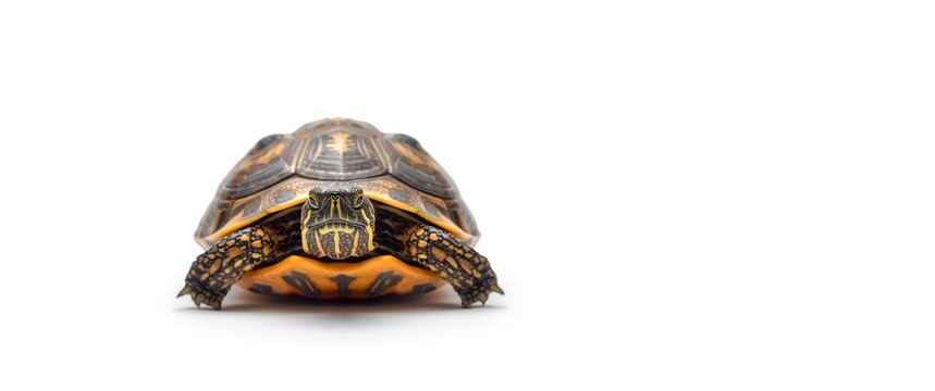 Eastern box turtle displayed on a white background