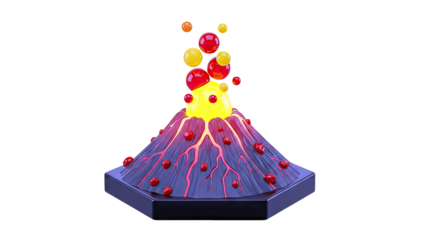 Stylized Volcano Eruption with Lava and Bubbles