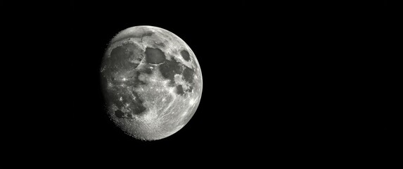 Obraz premium The Moon Closeup on a Night Sky Background, Isolated in Space, Nature, and Light, Black Moon Science