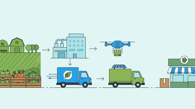 Sustainable Supply Chain: From Farm to Shop, A Modern Eco-Friendly Transportation System - Powered by Adobe